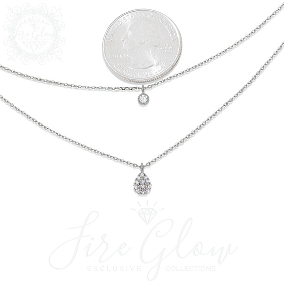 Rhodium Dipped Two Tiered Layered Charm Necklace - Picture 12 of 16